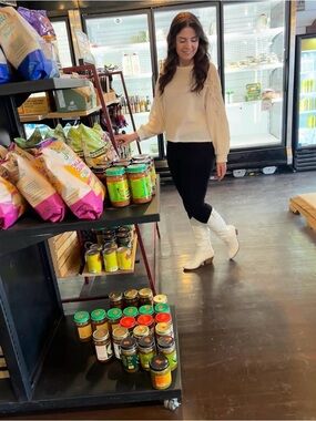 Cream Lace-Sleeve Thermal Knit Pullover